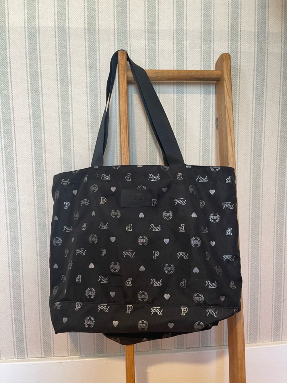 Victoria's Secret PINK Black Logo Tote Bag